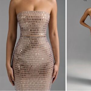 Oh Polly Strapless Dress in Almond